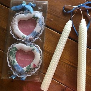 Country Decor Hanging Mini Fabric Photo Frames and Candles